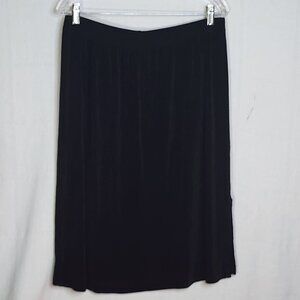 Vikki Vi Black Acetate Span Vntg Large Side Slit Semi Sheer Classic Skirt Sz 1X